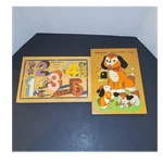 Vtg 1970'S Fisher-price Wooden Tray Puzzles Numbers 10 & Dogs 8PC Ages 2-5. Fixed Price $28.95.
