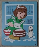 Vintage Playskool "cake Maker" 10 Piece Wooden Puzzle #275-43. Fixed Price $30.00.