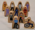 11PC Constructive Playthings Wooden Community Helpers Neighbors Figurine Set. Fixed Price $8.00.