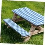 Picnic And Bench Covers, Fitted Tablecloth 96 Inches Blue & White. Fixed Price $21.99.