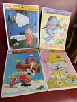 Vintage Lot Of 4 Whitman Golden Frame Tray Puzzles Dog Cat Kids Outdoors 1970. Fixed Price $23.99.