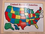 "united States Of America Melissa & Doug Deluxe Wooden Map Puzzle" 16" 12" Vtg. Fixed Price $12.26.