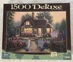 Mega Puzzles 1500 Deluxe Piece Jigsaw Rose Petal Shoppe Cottage Complete. Fixed Price $12.00.