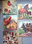 Vintage Jigsaw Puzzle Animals Set 5 Dog Horse Pony Rooster Puppy Bird Donkey R2. Fixed Price $24.00.