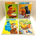 4 Sesame Street Golden Frame Tray Puzzles 1980S Cookie Monster Ernie Big Bird. Fixed Price $19.99.
