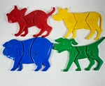 Colorful Vintage Plastic Animal Spelling Puzzle Linking Set - Dog Cat Cow & Pig. Fixed Price $11.99.