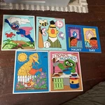 5 Vintage 1970S Playskool Sesame Street Muppets Wooden Puzzles Oscarbert Ernie. Fixed Price $22.00.