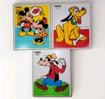 Vintage Playskool Disney Goofy Mickey Minnie Pluto Wood Inlay Jigsaw Puzzle Lot. Fixed Price $15.00.