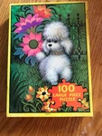 Vintage Warren 100 Large Piece Puzzle X 17 Cute Poodle Supermod Flowers. Fixed Price $10.99.