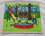 Playskool 1987 Playground Fun Piece Pegged Wooden Tray Puzzle No. 385-04. Fixed Price $11.88.