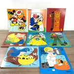 Vintage Wooden Inlay Puzzles Playskool Judy Mickey Mouse Minnie Animals 8. Fixed Price $49.99.