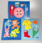 Vintage Playskool Wooden Puzzles Lot Set The Table When It Rains My Stuffed An. Fixed Price $12.99.
