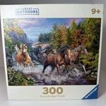 New Ravensburger Great Outdoors Puzzle Rushing River Horses 300 Piece Jigsaw. Fixed Price $23.88.