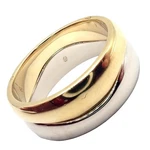 Authentic! Cartier 18K Yellow + White Gold Two Stacking Puzzle Band Ring Size 50. Fixed Price $3085.50.