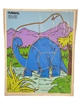 Vintage 1987 Playskool Definitely Dinosaurs Blue Apatosaurus Wood Tray Puzzle. Fixed Price $14.90.