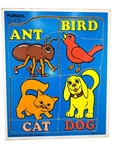 Vtg 1986 Playskool Wooden Puzzle Aphabet Friends 8PC Ant Bird Cat Dog (flaw). Fixed Price $15.00.