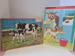 Pair Of Vintage Frame Tray Cow Puzzles 1959 And 1968. Fixed Price $22.00.