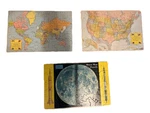 3 Vintage Rand Mcnally World Map Puzzles History Geography & Moon. Fixed Price $44.99.