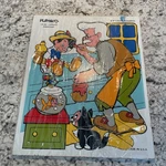 Vintage Playskool Wooden Puzzle Pinocchio 375-06 Walt Disney Productions Usa. Fixed Price $9.99.