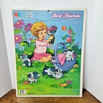 Vintage 1987 Milton Bradley Best Friends Girl W/ Kittens Puzzle 25PC, Frame Tray. Fixed Price $6.30.