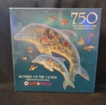 Bits & Pieces Cork Jigsaw Puzzle 750 Shaped Dolphins Mother Of Ocean Lit. Fixed Price $23.98.