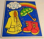 Vintage Playskool Stormy Weather Wood 4 Piece Puzzle 180-15 Made Usa 1986. Fixed Price $17.48.