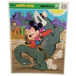 Disney Mickey Mouse Frame Tray Golden Puzzle Cowboy Dinosaur 4550D-4 14.5"X11.5". Fixed Price $11.97.