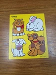 Playskool Animal * Vintage 4 Piece Puzzle 180-08 Wooden Cat Dogs Bunny. Fixed Price $8.99.