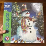New Springbok 1000 Puzzle Feathered Friends Birds Christmas Winter Snowman 24X30. Fixed Price $15.00.