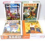 4 New Sealed Sunset Magazine Jigsaw Puzzles Leaves Flavor Fresh Coat Camping. Fixed Price $89.95.