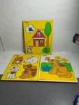 Lot Of 3 Vintage Playskool Wooden Childrens Puzzles. My House, Pets, Garden. Fixed Price $19.99.