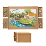 Jumbo Wooden Jigsaw Puzzle Board Portable Plateau With Storage Drawers.... Fixed Price $60.11.