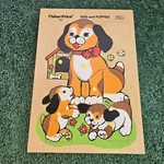 Vintage 1970 Fisher-price Wooden Puzzle, Dog And Puppies Model 511. Fixed Price $12.60.
