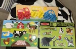 Melissa & Doug Wooden Peg Puzzle Lot - Zoo Farm Animals Sound, Vehicles. Fixed Price $29.99.