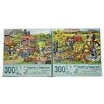 Bits And Pieces Farm Rooster Puzzle Lot Of 2 Country Charm Meadow 300 Pc. Fixed Price $13.00.