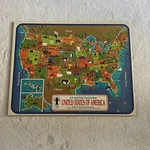 Vintage Golden 1968 Picture Map Puzzle Of United States America Collectable. Fixed Price $35.00.
