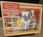 Melissa & Doug Farm 4-IN-1 Wooden Jigsaw Puzzles Storage Box (48 Pcs Total). Fixed Price $17.95.