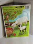 Vintage 1983 Sheep & Lamb 12 Piece Golden Frame Tray Puzzle 4511B-33. Fixed Price $7.25.