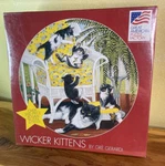 New Wicker Kittens Great American 500+ Pc Round Jigsaw Puzzle 20". Fixed Price $12.00.