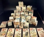 Mix Lot 42 Victorian Children's Wood And Paper Blocks Tiles Litho Print Worn. Fixed Price $36.99.