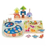 Wooden Montessori Toy Set Fishing Game Dinosaur Puzzle Stacking. Fixed Price $34.99.