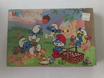 Vintage Smurf Puzzle By Milton Bradley 1988 Picnic 100 Piece Complete 4190-9. Fixed Price $14.00.