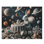 Puzzle (120, 252, 500-PIECE) Galactic Tea Party Rabbit Random Weird Obscure Gift. Fixed Price $40.00.