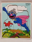 Vtg 1950 Playskool 10 Pieces Wood Puzzle Super Grover 315-27 Sesame Street. Fixed Price $9.50.