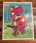 Vintage Baseball Barney Wooden Puzzle 328-02 Playskool 6PIECES 1993 2-5 Yrs. Fixed Price $12.99.