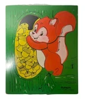 Vintage Playskool Wooden Puzzle Squirrel 6 Piece Rare Green 11-1/2" X 9-1/2". Fixed Price $19.00.