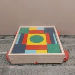 Colorful Wooden Shape Puzzle Block Wagon With Wheels Geometric Toy. Fixed Price $12.00.