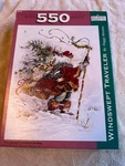 Christmas Jigsaw Puzzle 550 Piece Windswept Traveler, Spilsbury, By Peggy Abrams. Fixed Price $12.00.