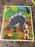 Playskool Wood Puzzle Dinosaur Caveman Stegosaurus 1987 195-06 13 Pieces Vtg. Fixed Price $9.99.