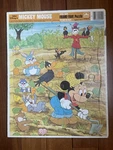 Vintage 1985 Walt Disney Mickey Mouse Extra Thick Golden Frame Tray Puzzle. Fixed Price $5.00.